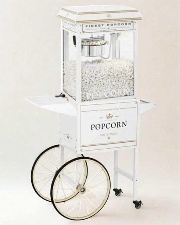 Popcornmachine met onderstel Wit