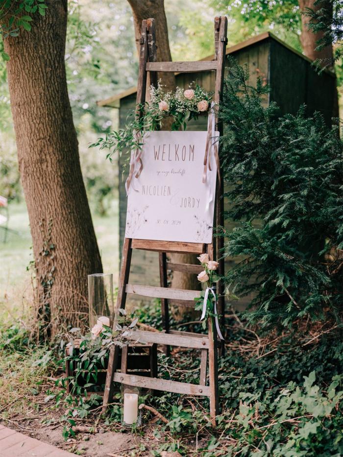 Bruiloft Jordy en Nicolien: bruiloftstyling en bloemen door Je Grote Dag bij Landgoed de Olmenhorst, Lisserbroek – foto 25