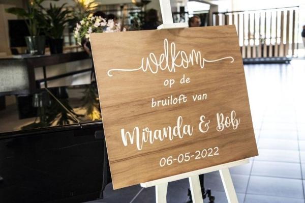 Welkomstbord Hout licht en donker